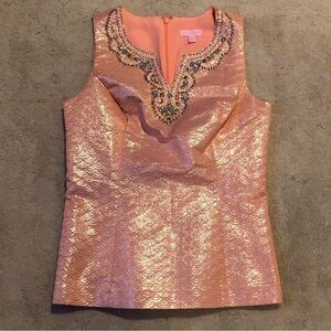 Lilly Pulitzer Shimmering Pink Embellished Blouse